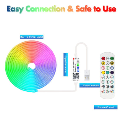 Waterproof LED RGB Light Strip W/ Bluetooth and Music Sense